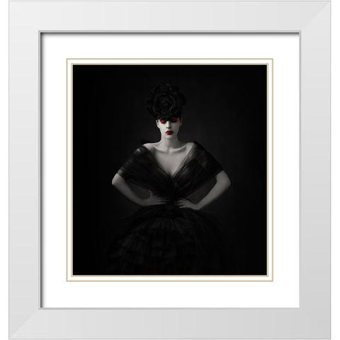The Black Rose.... White Modern Wood Framed Art Print with Double Matting by Sanchez, Alfredo