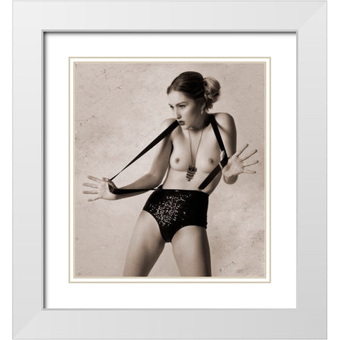 Elastic Lady White Modern Wood Framed Art Print with Double Matting by Springgay, Daniel