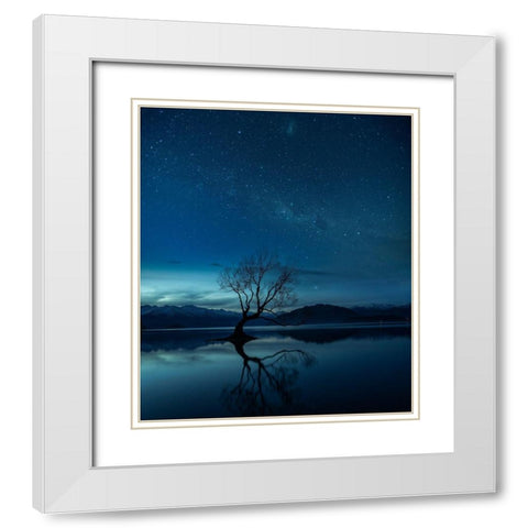 Wanaka Tree White Modern Wood Framed Art Print with Double Matting by Cheng, Yu