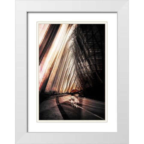 Women With Parasol White Modern Wood Framed Art Print with Double Matting by Chiriaco, Carmine