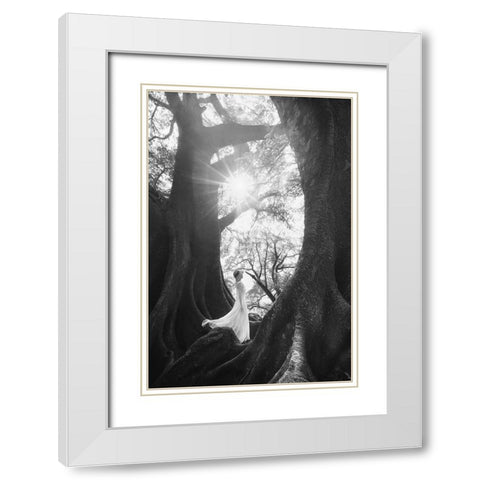 The Daughter Of Trees White Modern Wood Framed Art Print with Double Matting by TIANQI