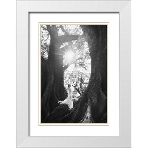 The Daughter Of Trees White Modern Wood Framed Art Print with Double Matting by TIANQI