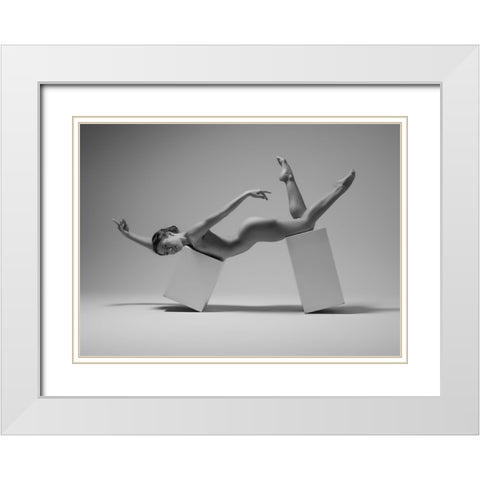Studio Swimmer White Modern Wood Framed Art Print with Double Matting by Catchlight Studio