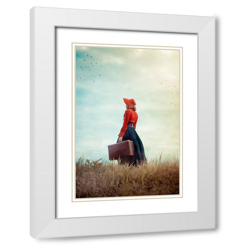Make Me Stay White Modern Wood Framed Art Print with Double Matting by Neer, Ildiko