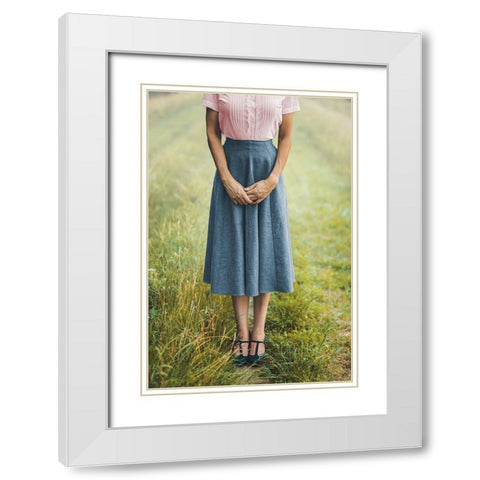 Shyness White Modern Wood Framed Art Print with Double Matting by Neer, Ildiko