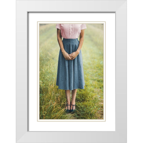 Shyness White Modern Wood Framed Art Print with Double Matting by Neer, Ildiko