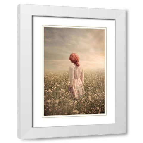 Field In Pastel White Modern Wood Framed Art Print with Double Matting by Neer, Ildiko