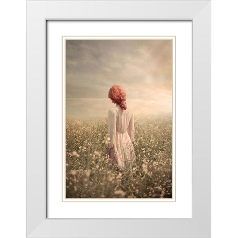 Field In Pastel White Modern Wood Framed Art Print with Double Matting by Neer, Ildiko