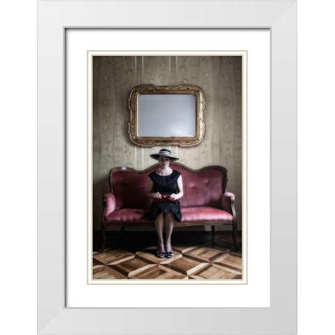 40S Lady White Modern Wood Framed Art Print with Double Matting by Kruse, Joana