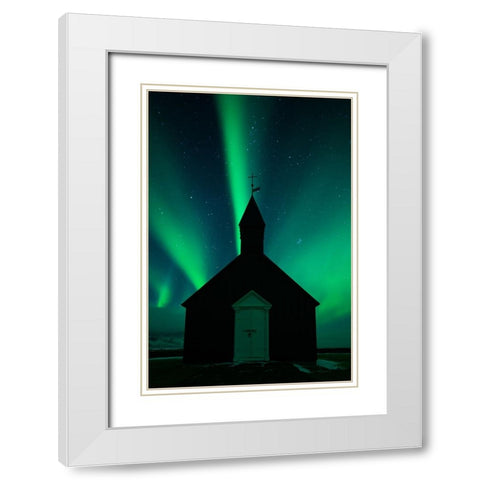 Glory White Modern Wood Framed Art Print with Double Matting by Xu, Tony