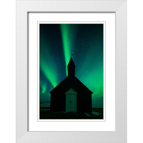 Glory White Modern Wood Framed Art Print with Double Matting by Xu, Tony