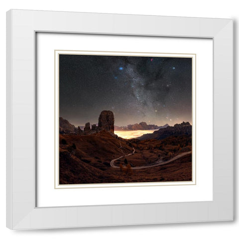 Ghosts Of Cinque Torri White Modern Wood Framed Art Print with Double Matting by Smid Master, Jan
