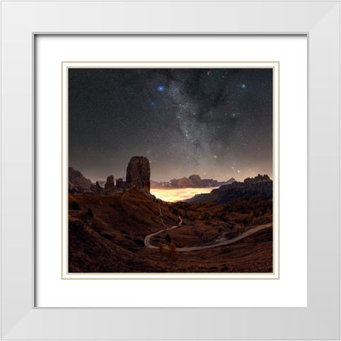 Ghosts Of Cinque Torri White Modern Wood Framed Art Print with Double Matting by Smid Master, Jan