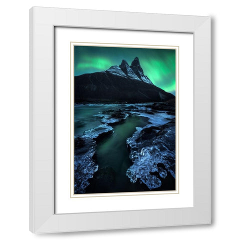 Arctic Night White Modern Wood Framed Art Print with Double Matting by Gastager, Daniel