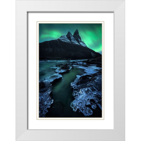 Arctic Night White Modern Wood Framed Art Print with Double Matting by Gastager, Daniel