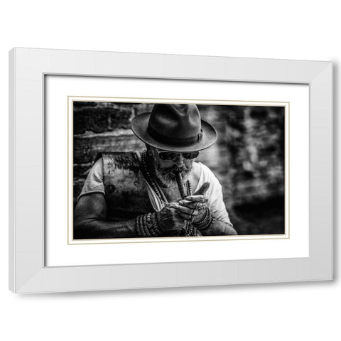Its That Ole Devil Called Smoke Again ...... White Modern Wood Framed Art Print with Double Matting by gNo