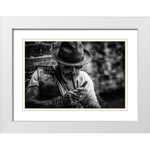Its That Ole Devil Called Smoke Again ...... White Modern Wood Framed Art Print with Double Matting by gNo