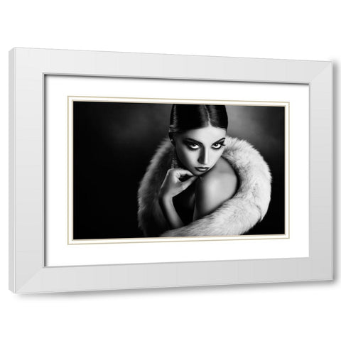 Diva3 White Modern Wood Framed Art Print with Double Matting by Tambe, Peppe