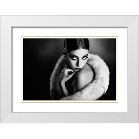 Diva3 White Modern Wood Framed Art Print with Double Matting by Tambe, Peppe