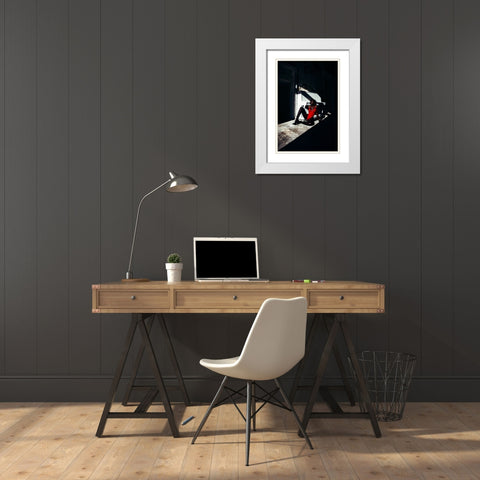 Dark Red White Modern Wood Framed Art Print with Double Matting by Bolgov (Axe), Ruslan