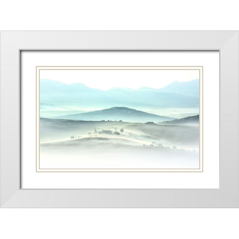 Tuscany White Modern Wood Framed Art Print with Double Matting by Deng, Larry