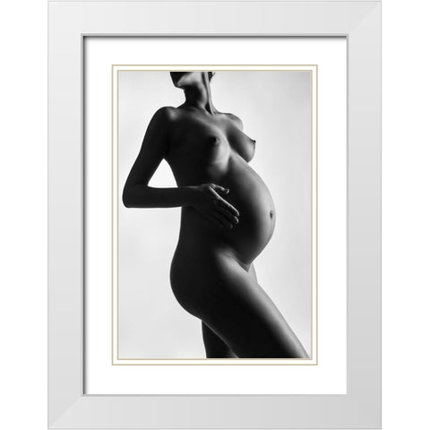 33 Weeks White Modern Wood Framed Art Print with Double Matting by Valevicius, Aurimas
