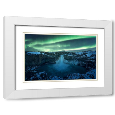 Aurora Borealis White Modern Wood Framed Art Print with Double Matting by Martin Castan, David