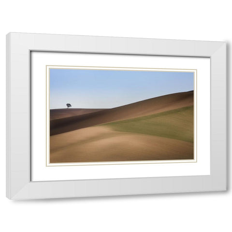 S.T. 009 White Modern Wood Framed Art Print with Double Matting by Gray, Dorian