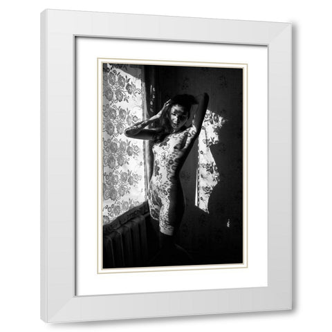 Lace 3 White Modern Wood Framed Art Print with Double Matting by Faletkin, Mikhail