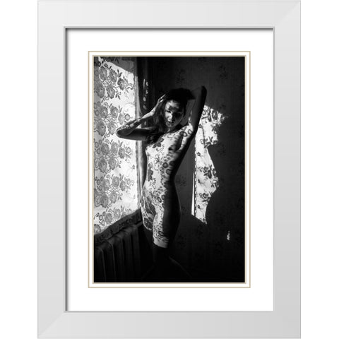 Lace 3 White Modern Wood Framed Art Print with Double Matting by Faletkin, Mikhail