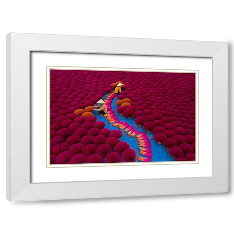 Incensing Work White Modern Wood Framed Art Print with Double Matting by Khan Ronnie, Azim