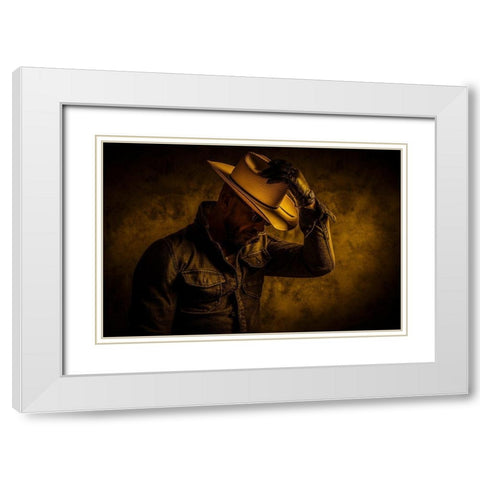 Midnight Cowboy White Modern Wood Framed Art Print with Double Matting by gNo