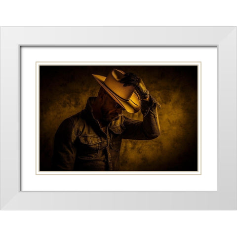 Midnight Cowboy White Modern Wood Framed Art Print with Double Matting by gNo