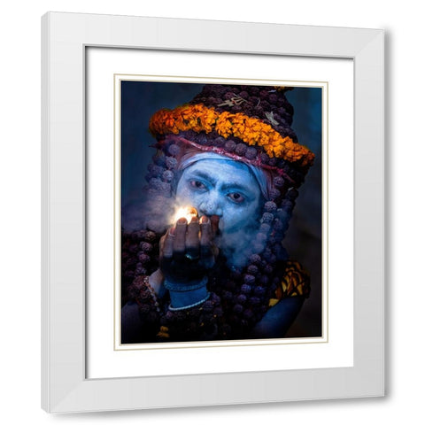 Sadhu White Modern Wood Framed Art Print with Double Matting by Oberai, Jassi