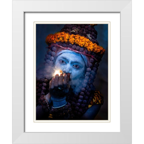 Sadhu White Modern Wood Framed Art Print with Double Matting by Oberai, Jassi