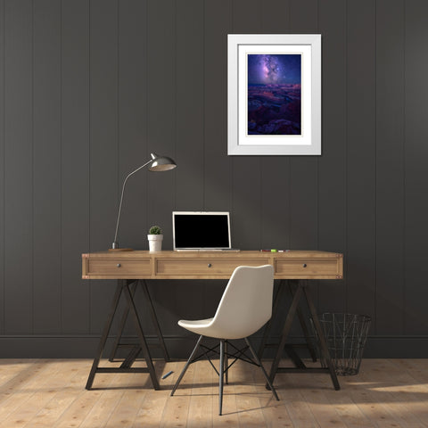 Milky Way Over Dead Horse Point White Modern Wood Framed Art Print with Double Matting by Xu, Mei