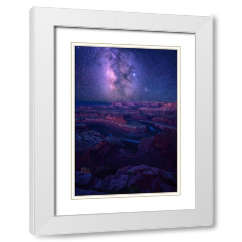 Milky Way Over Dead Horse Point White Modern Wood Framed Art Print with Double Matting by Xu, Mei
