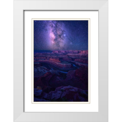 Milky Way Over Dead Horse Point White Modern Wood Framed Art Print with Double Matting by Xu, Mei