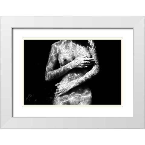 Underwater Nude I White Modern Wood Framed Art Print with Double Matting by Ross, Francisco