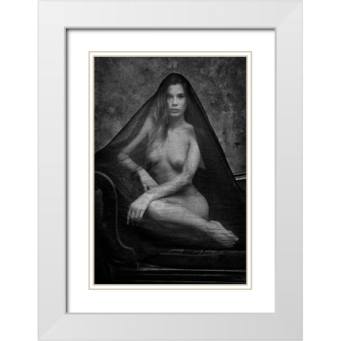 Lorena With Tulle White Modern Wood Framed Art Print with Double Matting by Gil Raga, Joan