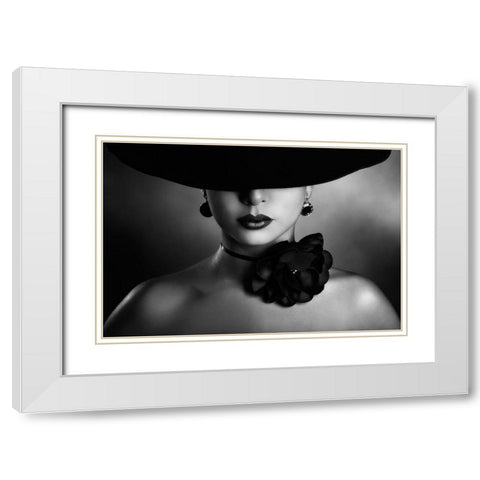 Enigma White Modern Wood Framed Art Print with Double Matting by Tambe, Peppe