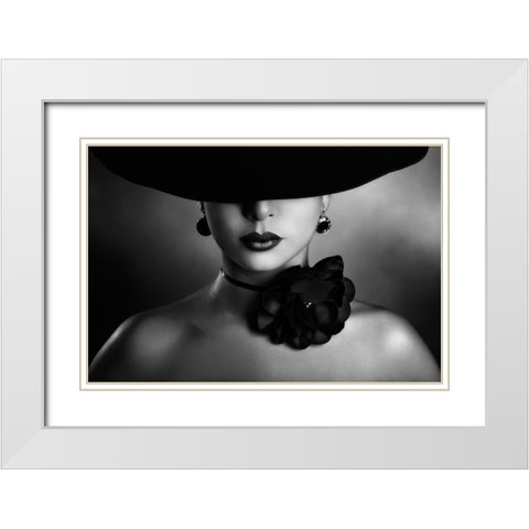 Enigma White Modern Wood Framed Art Print with Double Matting by Tambe, Peppe
