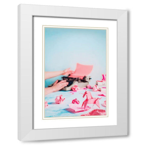 Pink Ideas White Modern Wood Framed Art Print with Double Matting by Belenko, Dina