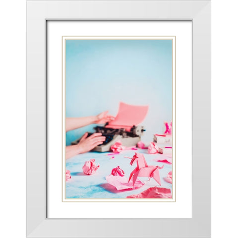 Pink Ideas White Modern Wood Framed Art Print with Double Matting by Belenko, Dina