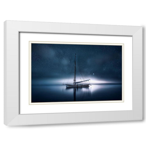 Drifting Night White Modern Wood Framed Art Print with Double Matting by Antonio Trivino, Jose