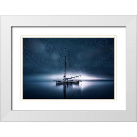 Drifting Night White Modern Wood Framed Art Print with Double Matting by Antonio Trivino, Jose