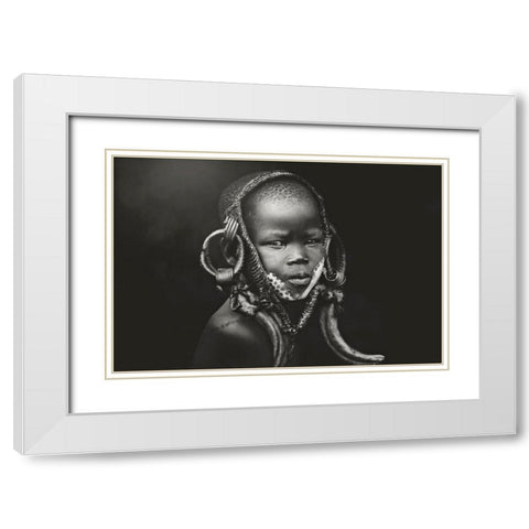 Child Mursi White Modern Wood Framed Art Print with Double Matting by Yosifov, Svetlin
