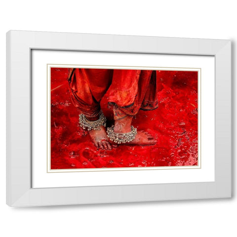 Festive Feet White Modern Wood Framed Art Print with Double Matting by Oberai, Jassi