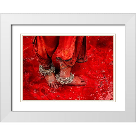 Festive Feet White Modern Wood Framed Art Print with Double Matting by Oberai, Jassi