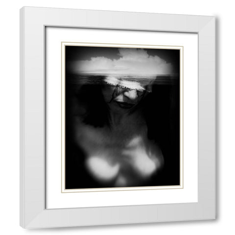 Untitled White Modern Wood Framed Art Print with Double Matting by Bousca, Bogdan